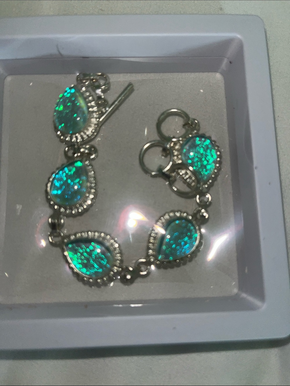 Silver Bracelet with Triplet Opals NWOT